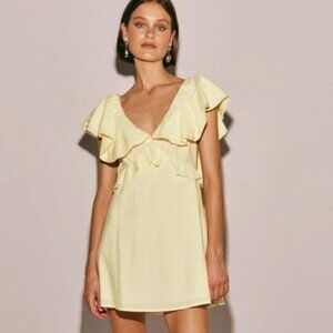 Good Condition VRG GRL AU Sz 8 Party Nights Frill Mini Dress in Lemon